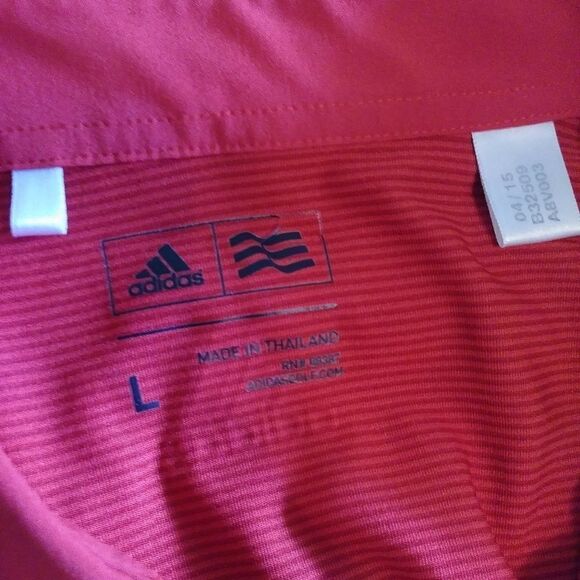 Adidas Red Pinstriped Polo Shirt - Picture 4 of 5
